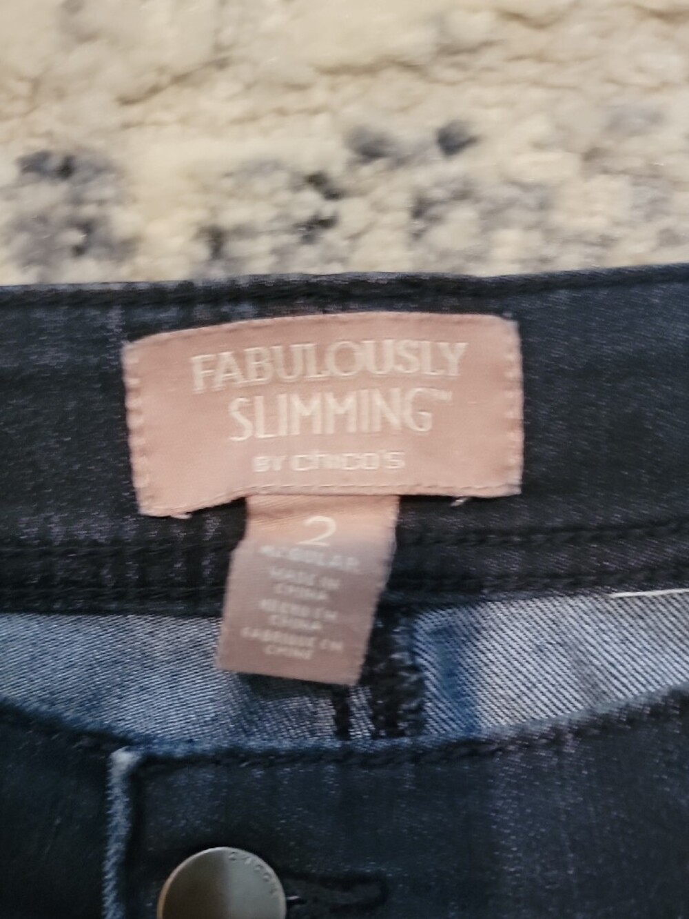 Chicos Dark Denim Pants -checked Black/navy Women's Classic Stretch Trousers. 2 - Picture 3 of 8
